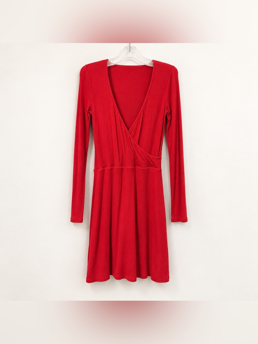 INTERMIX Red Long-Sleeve A-Line Dress
